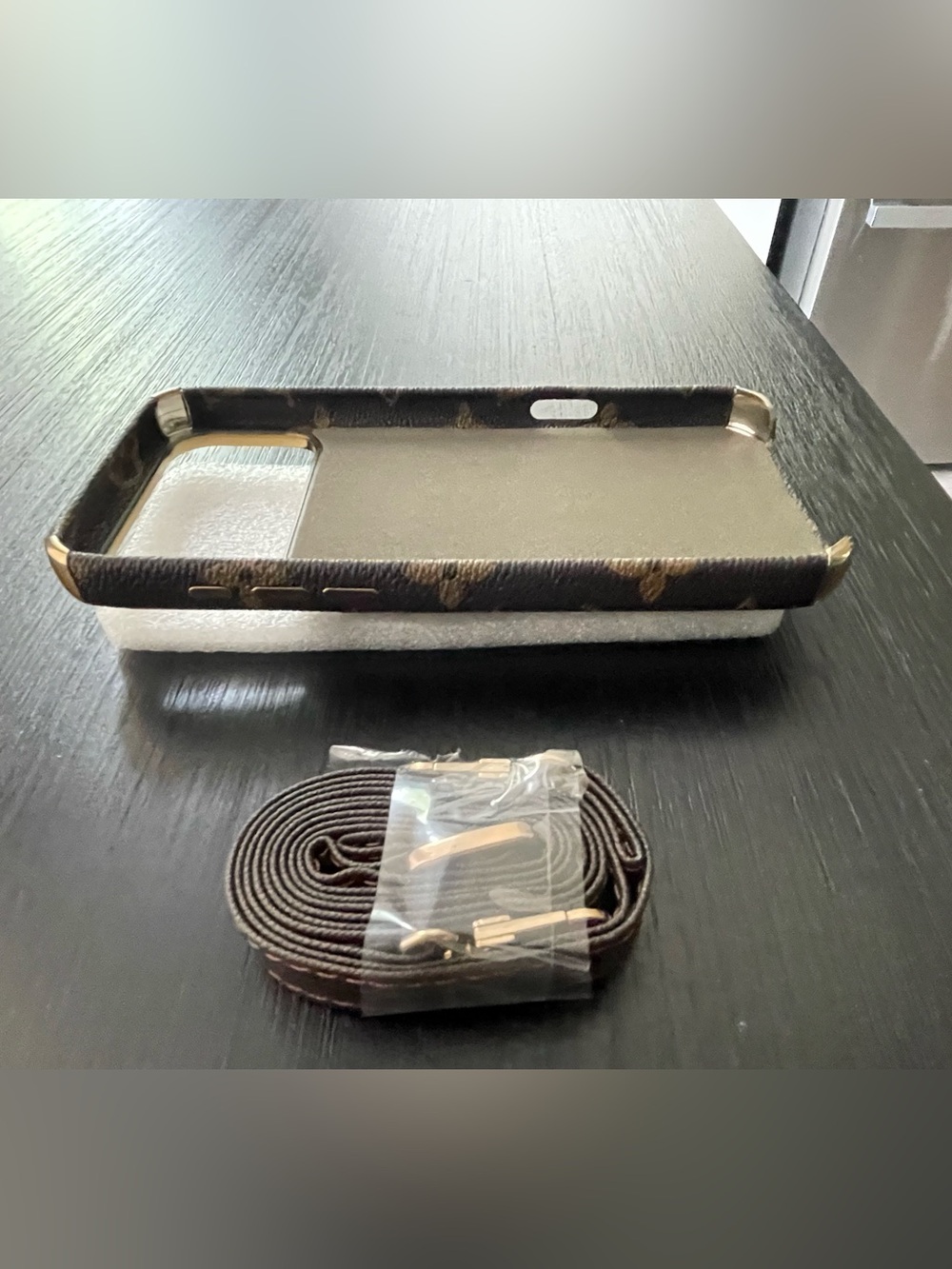 iPhone 17 pro max crossbody Case with Gold Accents and strap - Picture 10 of 11